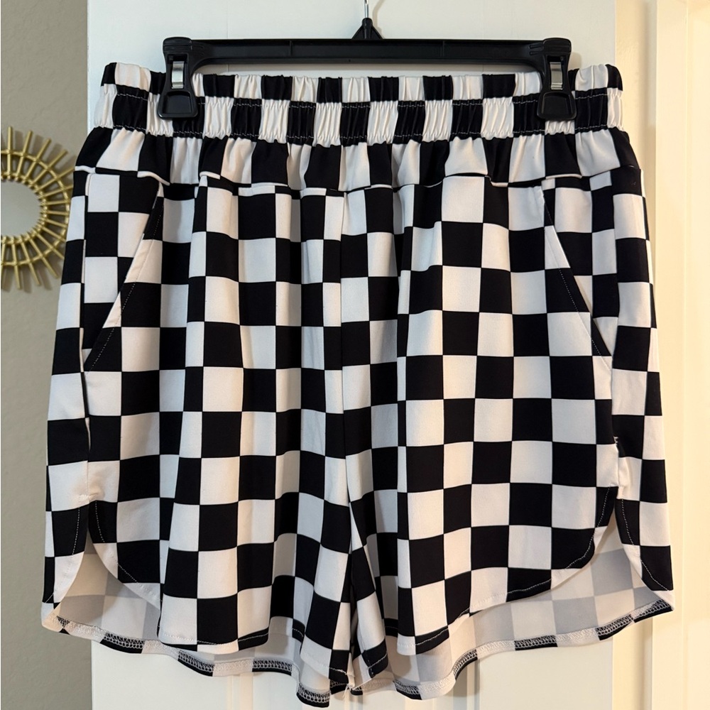 Checkered Black and White Women's Shorts